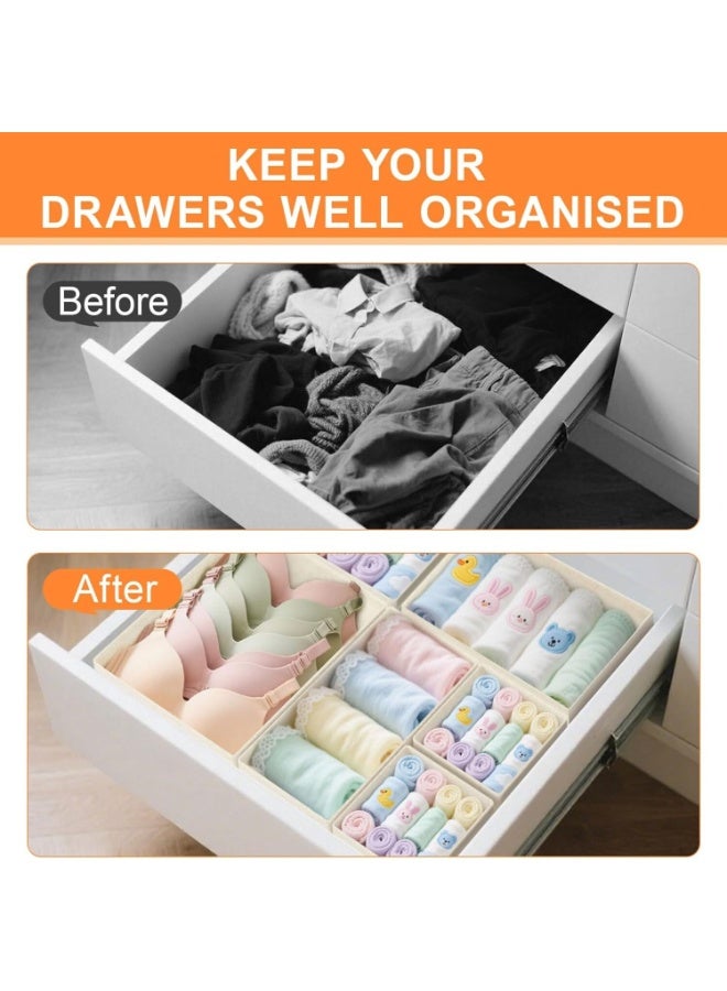 FAYET 6 Pack Fabric Dresser Drawer Organizers, Closet Dividers for Baby Clothes, Socks, Underwear and Nursery Storage - Image 4